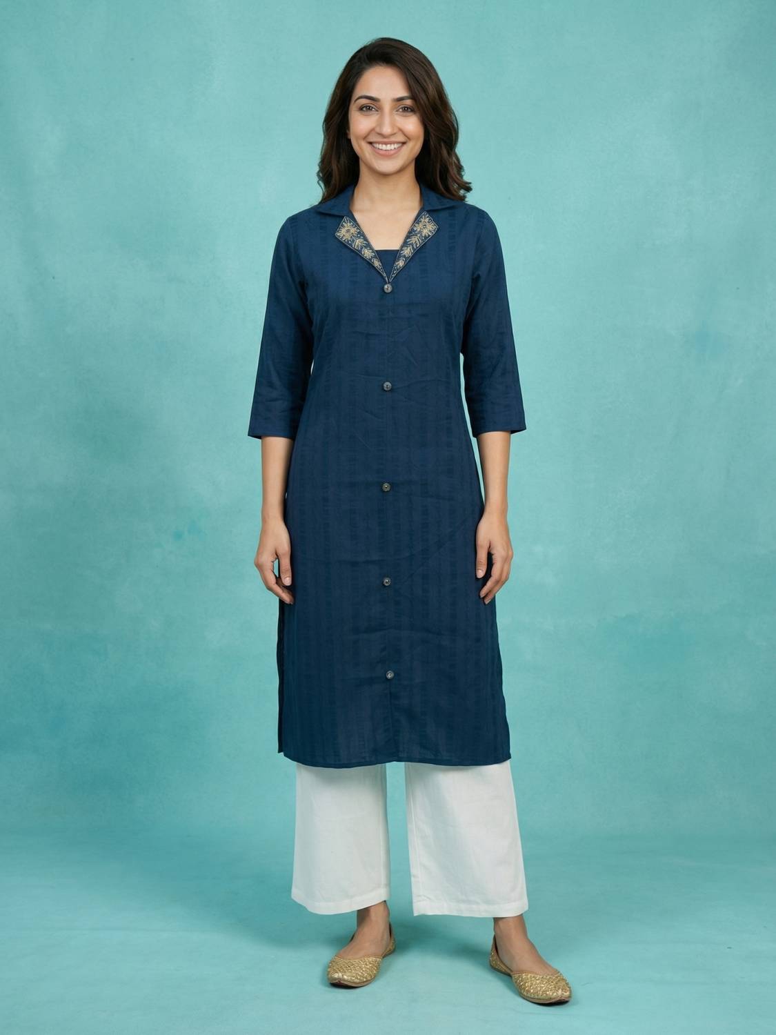 4U Fashion Women Embroidered Straight Kurta