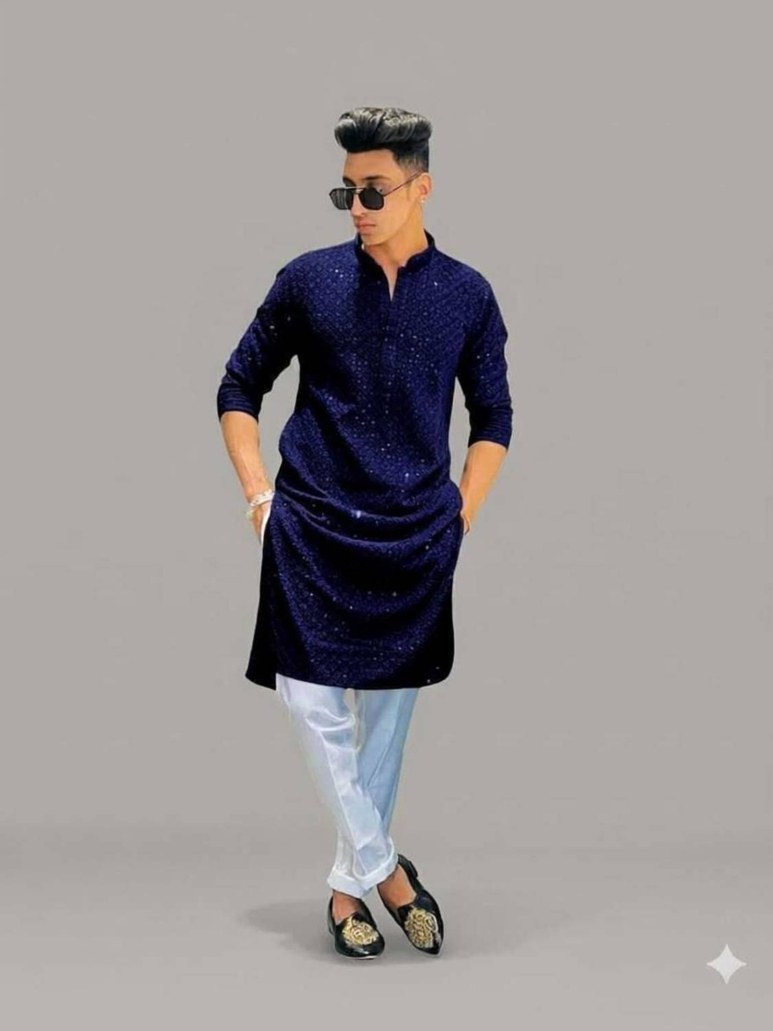 BISHWAAS Men Embellished Straight Kurta
