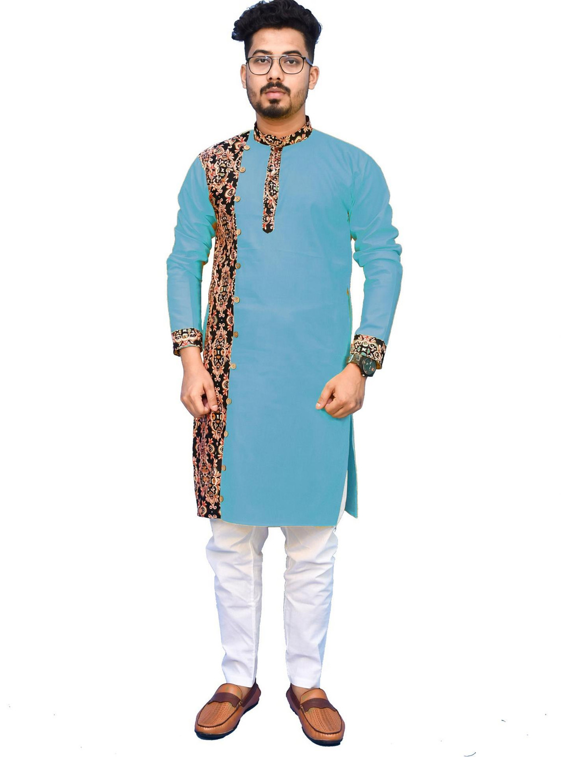 Image of Rainbow Cloths Men Printed Straight Kurta