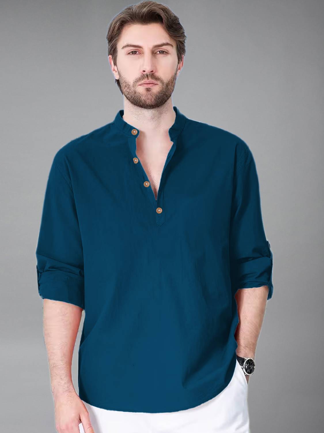 Vida Loca Men Blue Straight Kurta - Image 4