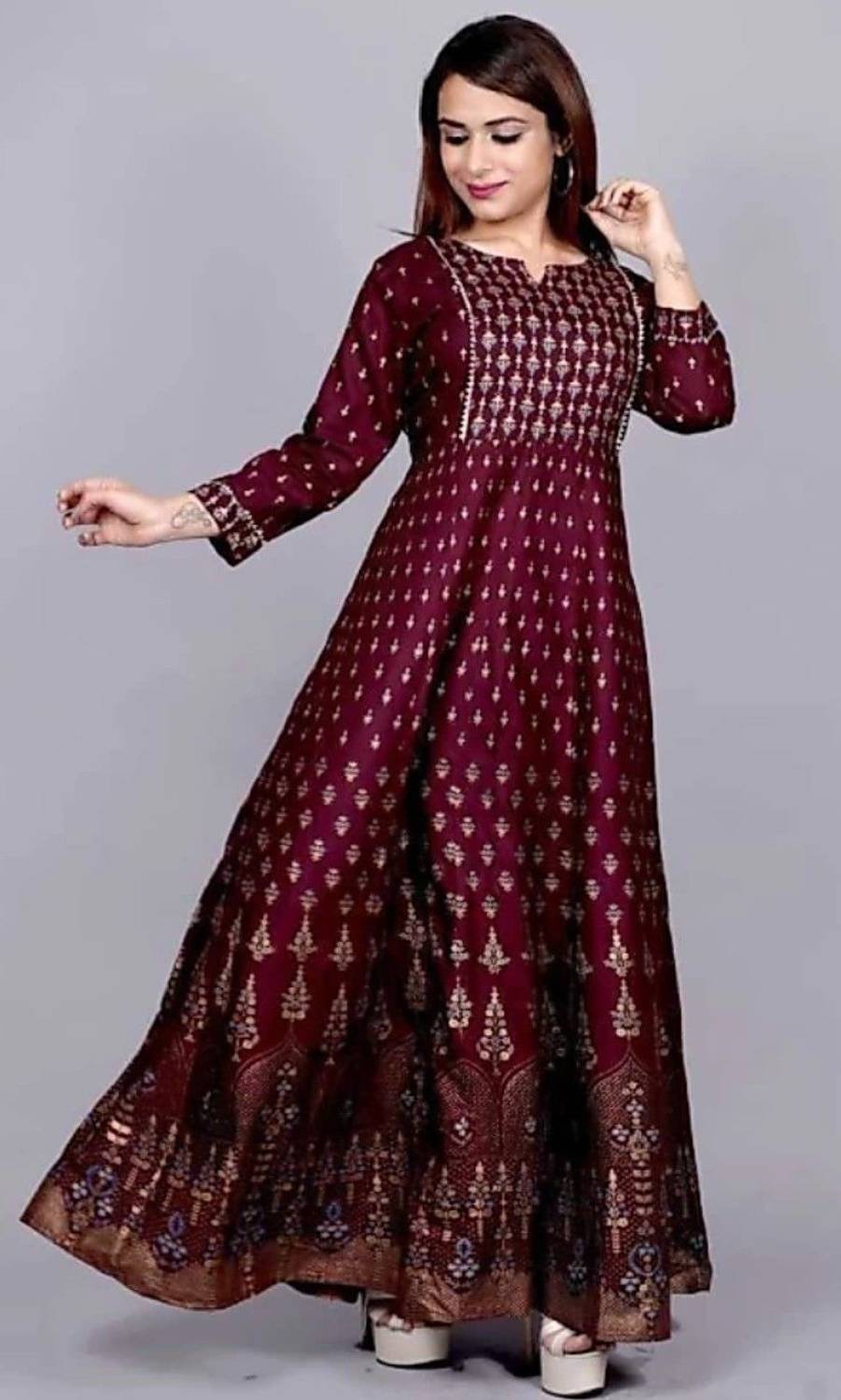 Yashvi Art Women Purple Printed Anarkali Kurta - Image 3