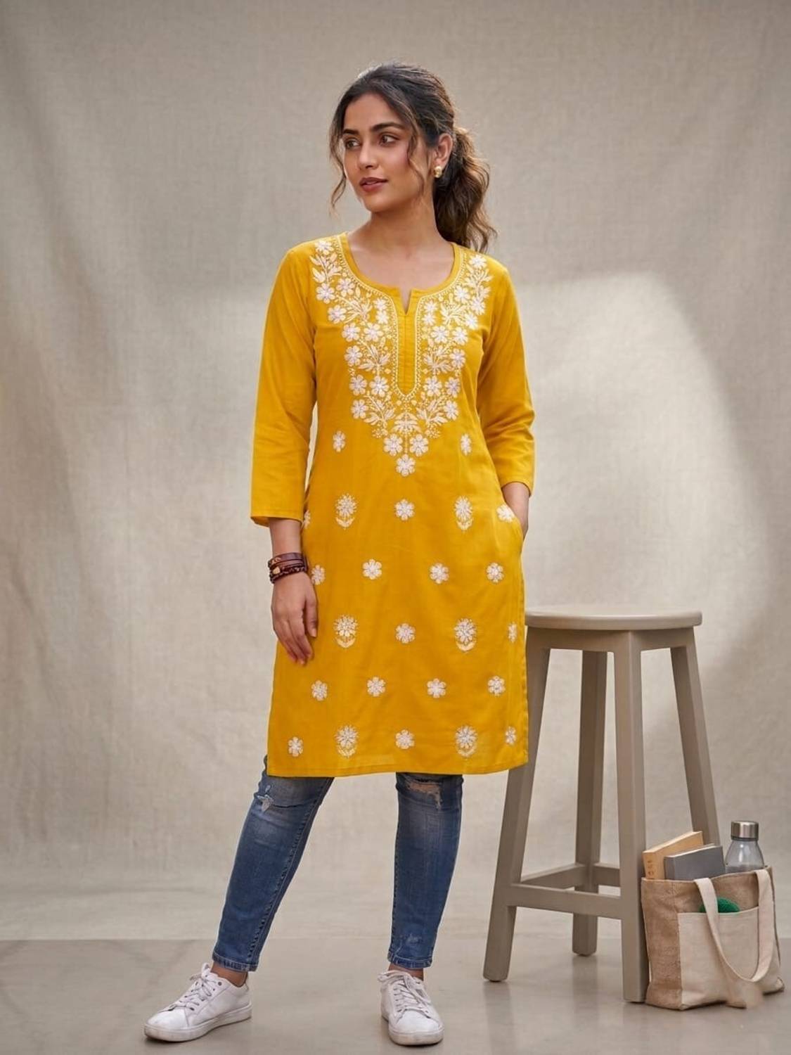 ABCOLLECTION Women Embroidered Straight Kurta