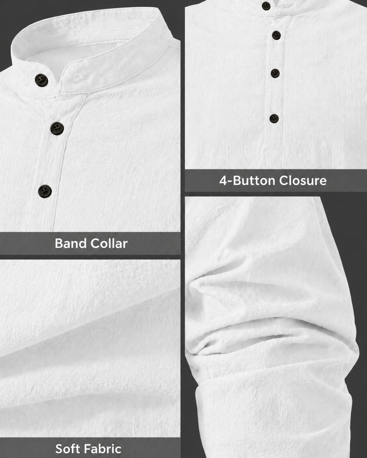 Image of COMBRAIDED Men Self Design Casual White Shirt