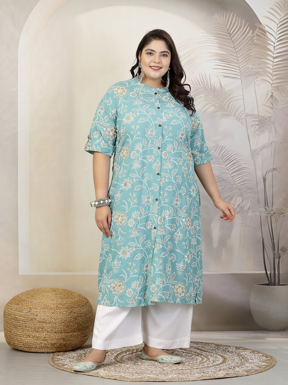 Image of Little More By Stylum Women Floral Print A-line Kurta