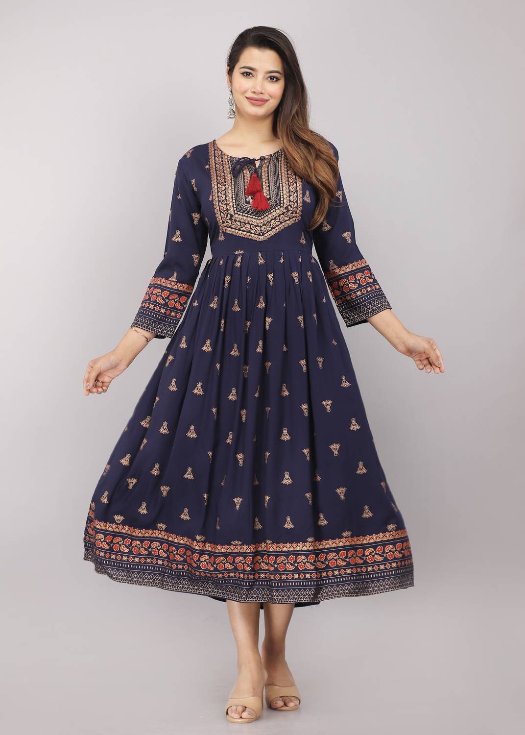JOJO Enterprises Women Floral Print Viscose Rayon Anarkali Kurta