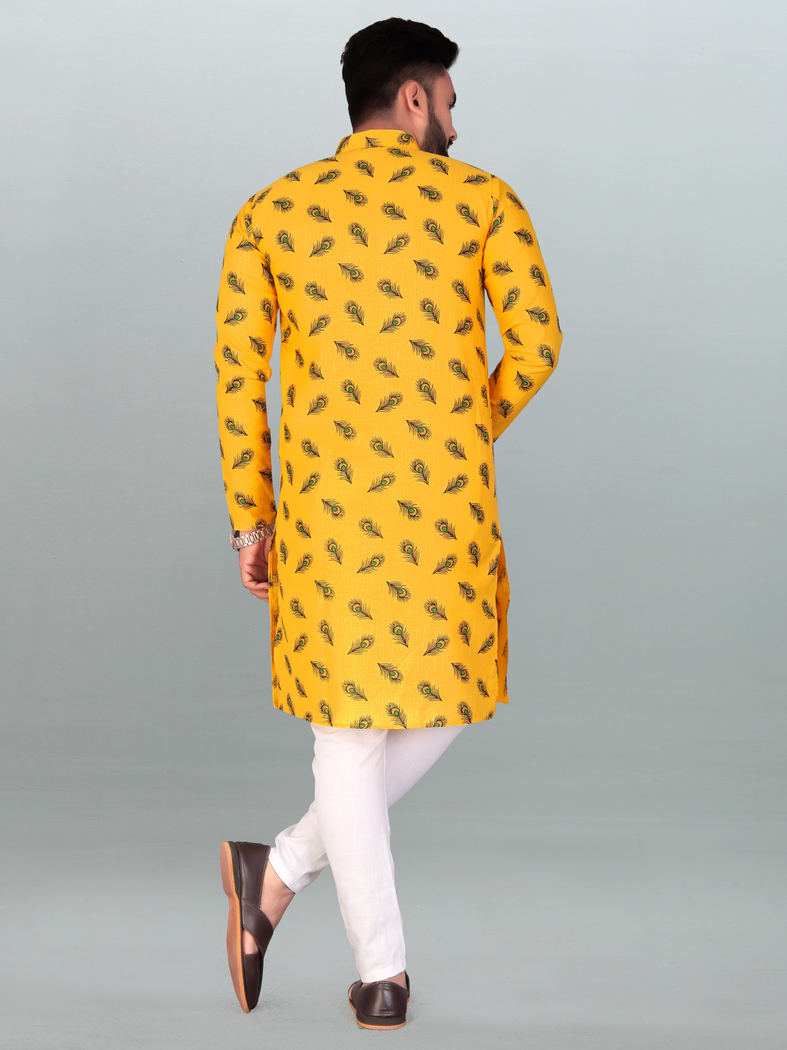 Image of FRELURO Men Printed Straight Kurta