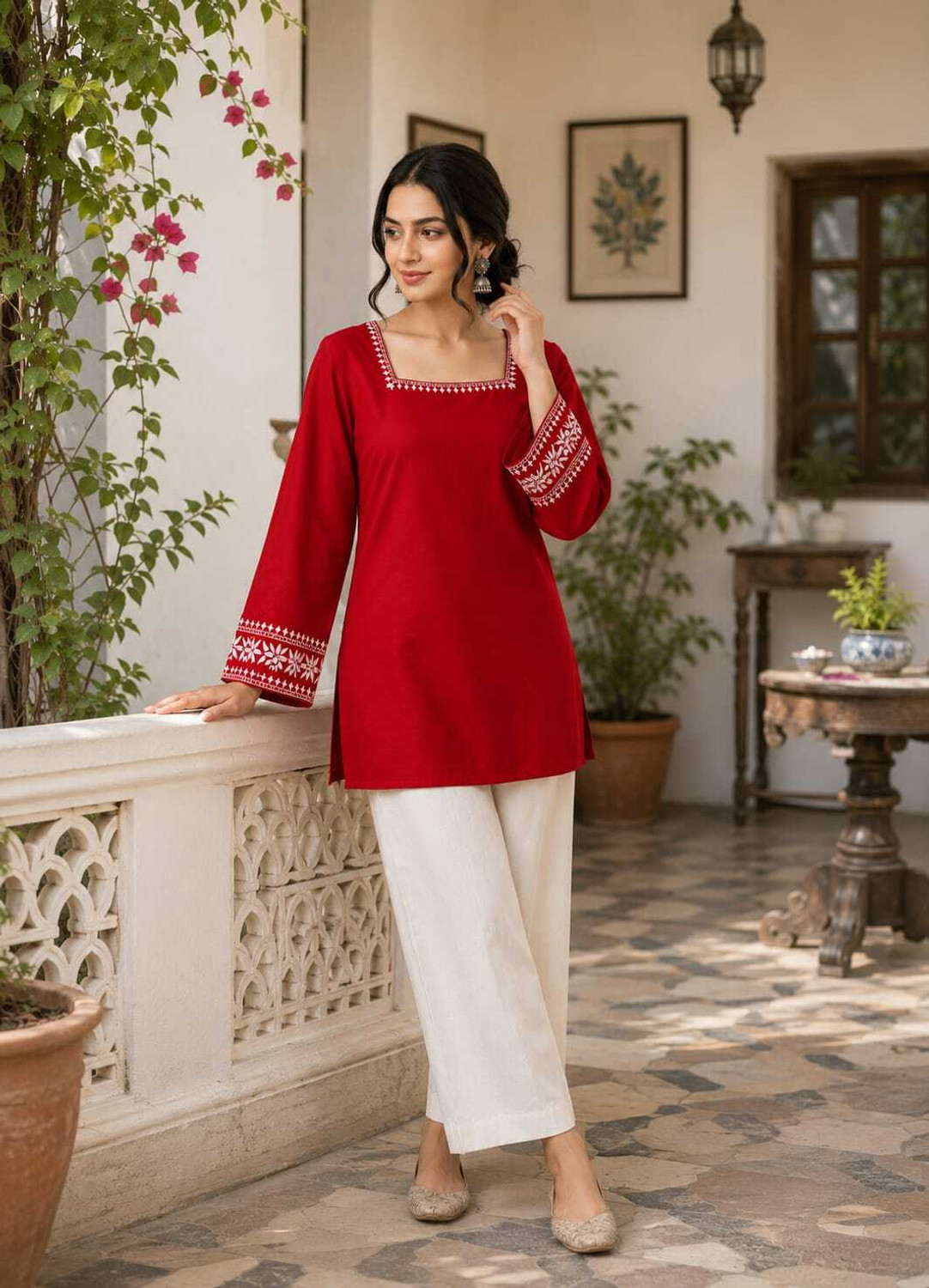 Image of VDRA Women Embroidered Straight Kurta