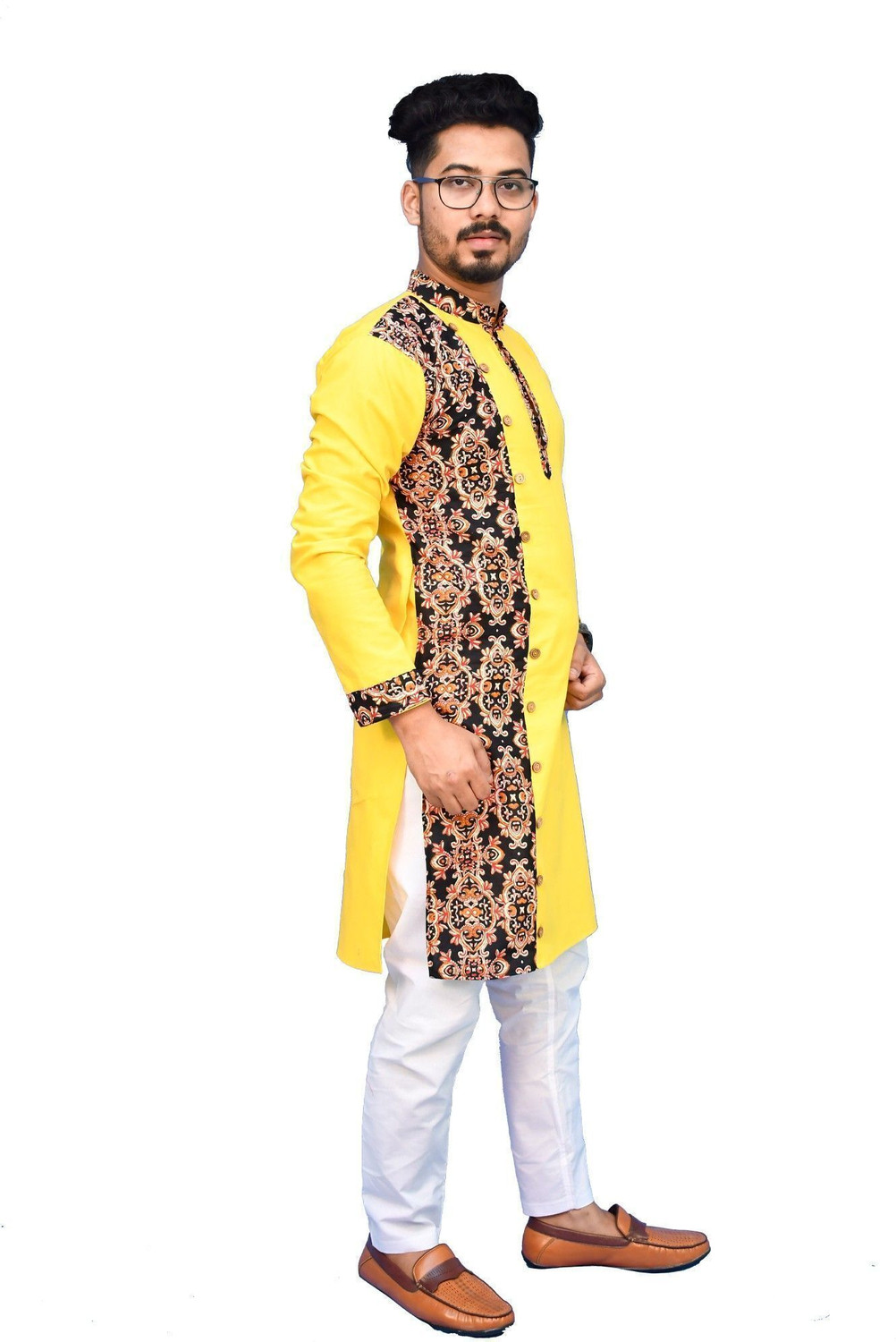 Image of Rainbow Cloths Men Printed Straight Kurta