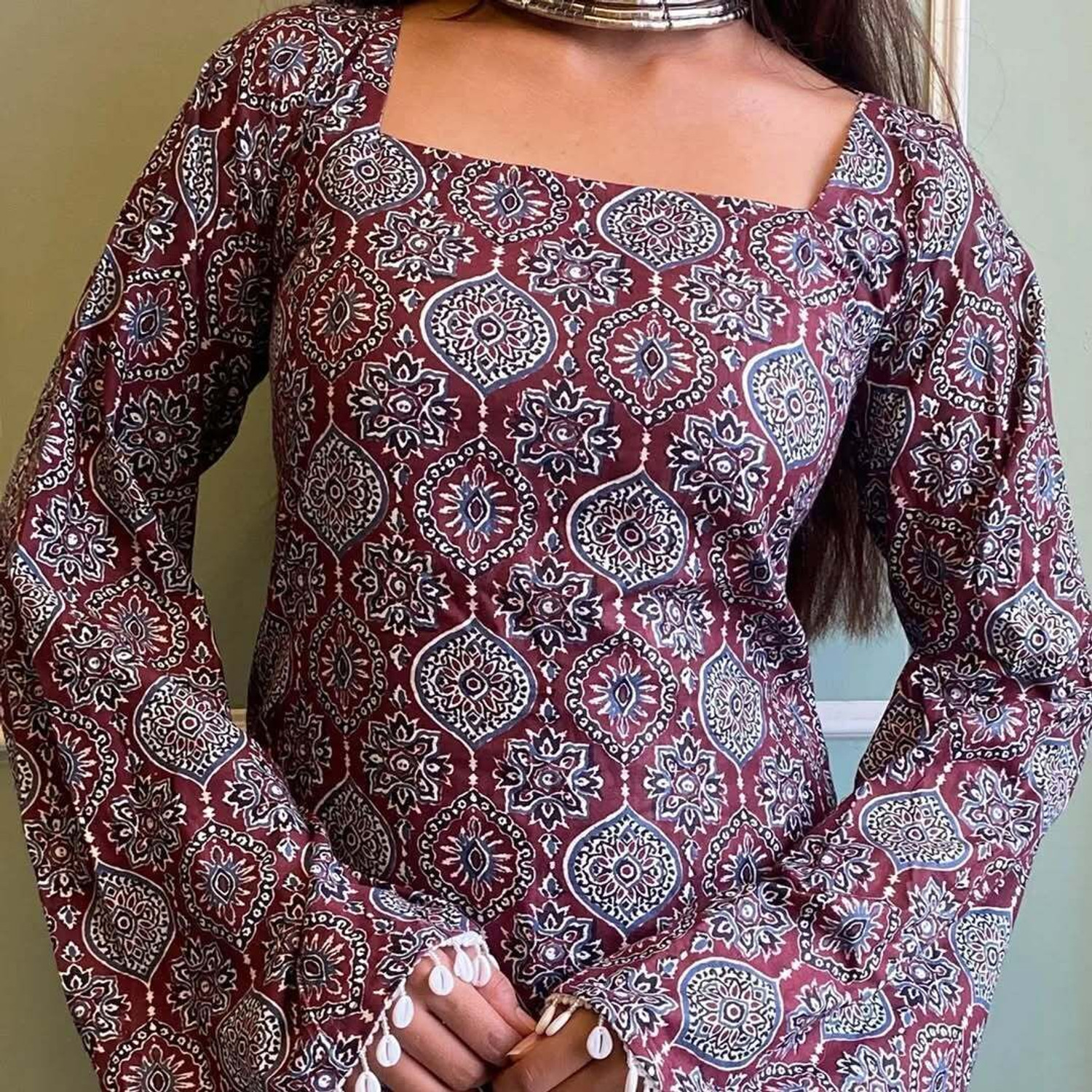 Image of New RJP Craft Casual Printed Women Maroon Top