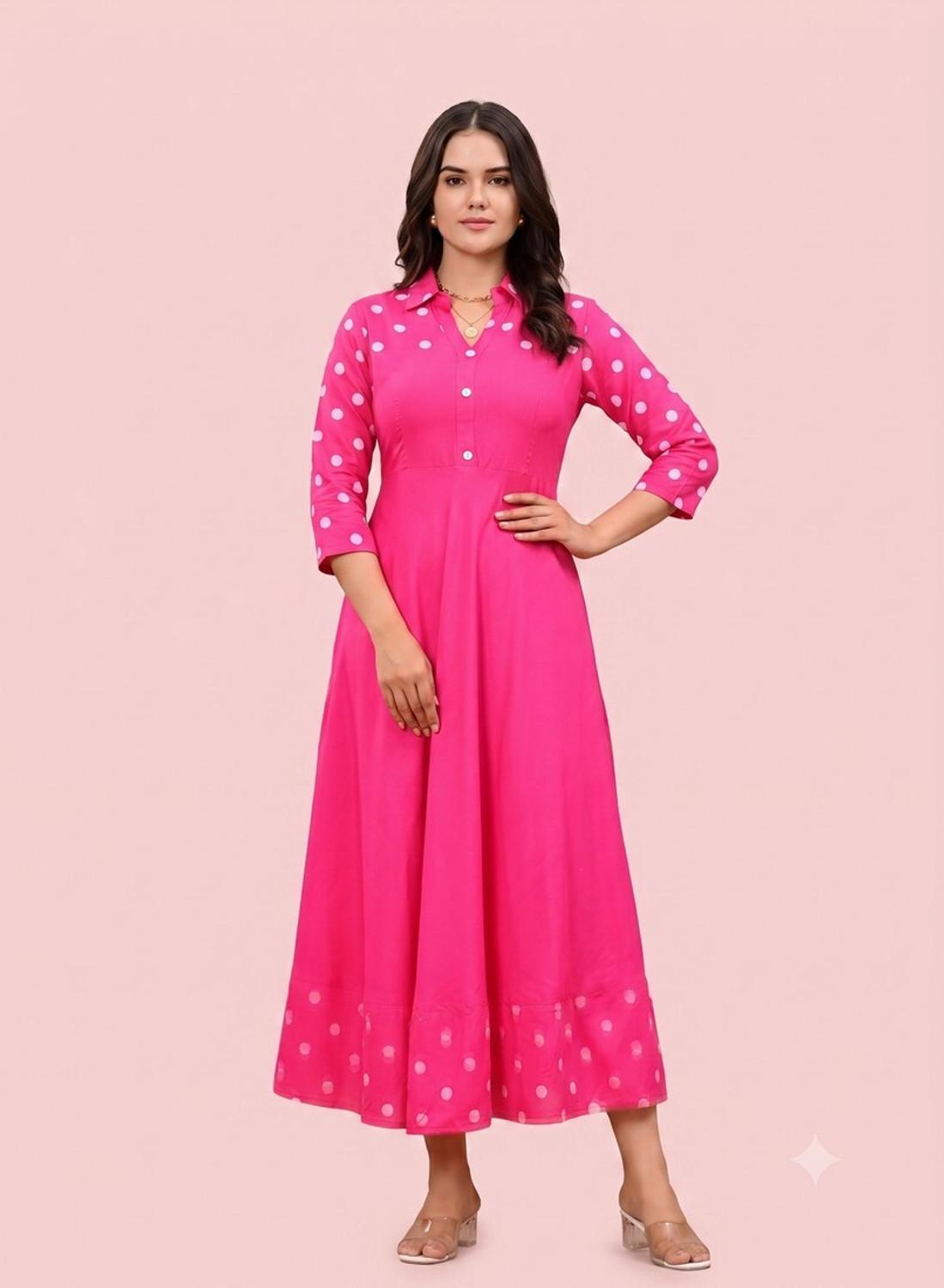 Image of DARGU Women Polka Print Anarkali Kurta