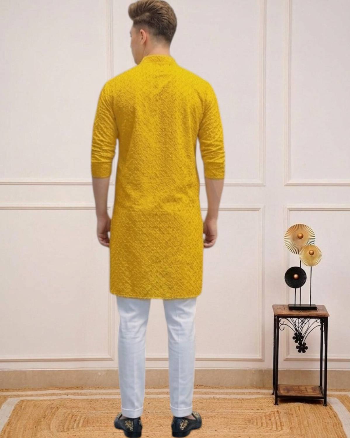 KURTAFORMEN Men Chikan Embroidery Straight Kurta - Image 2