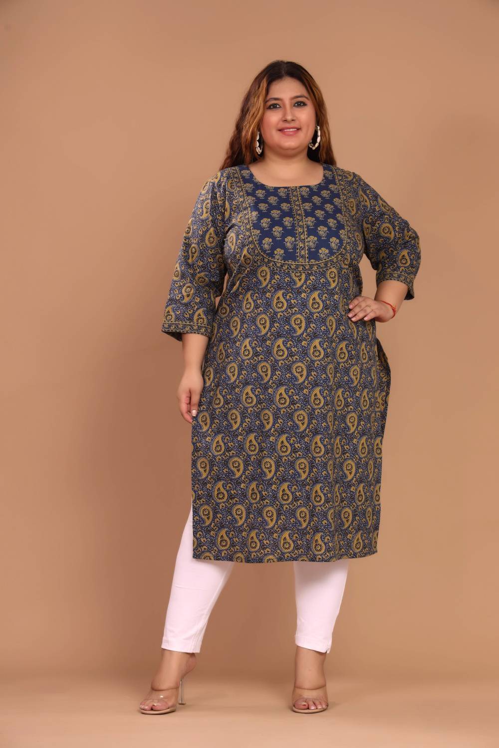 Swasti Women Printed Pure Cotton Straight Kurta (Blue)