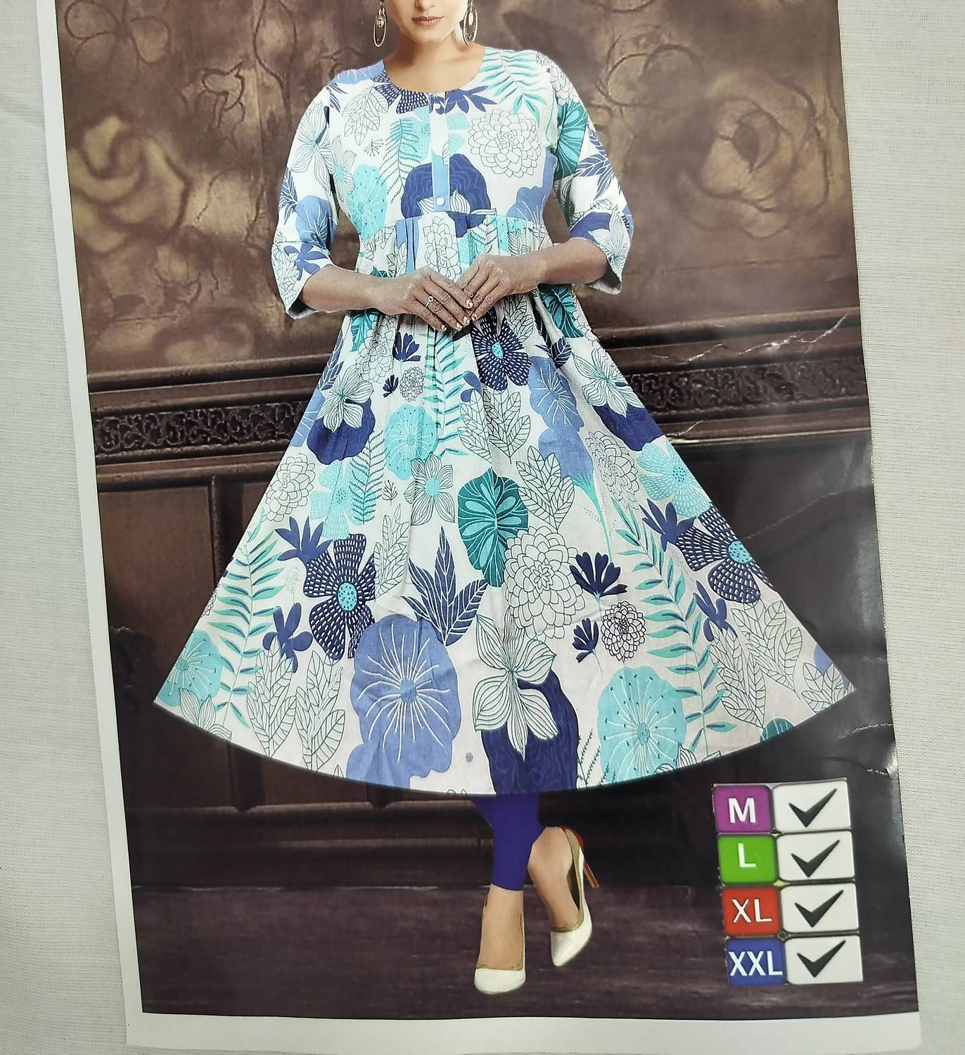 Arunachalam fashion Women Printed Pure Cotton Anarkali Kurta (Mul