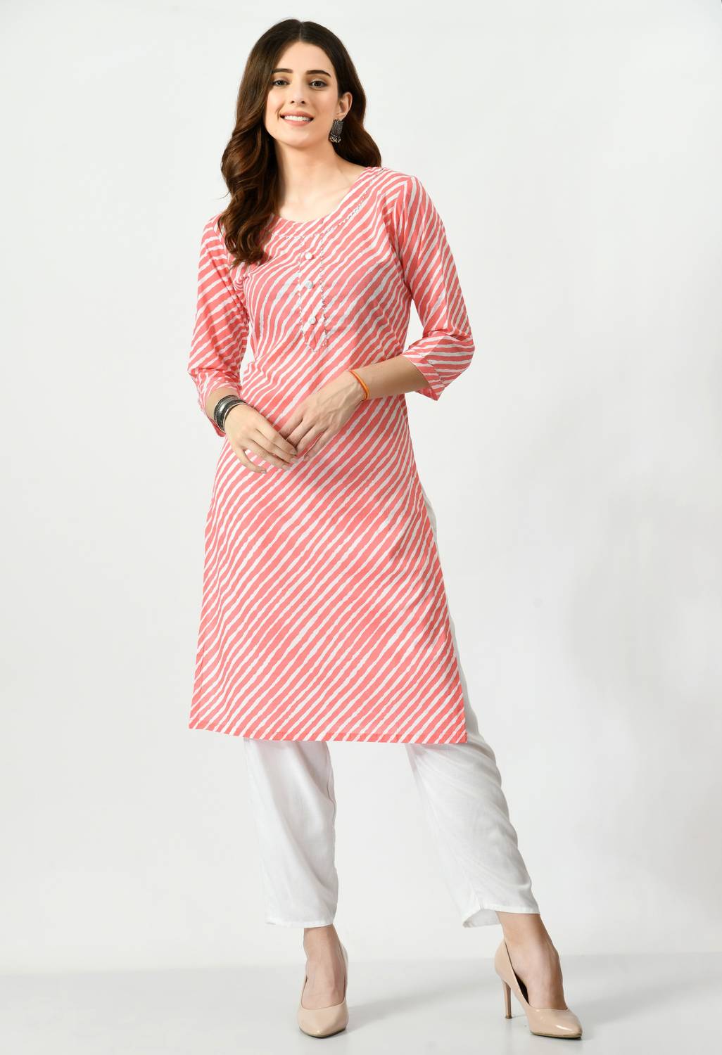 24Hour Fashion Women Leheriya Straight Kurta