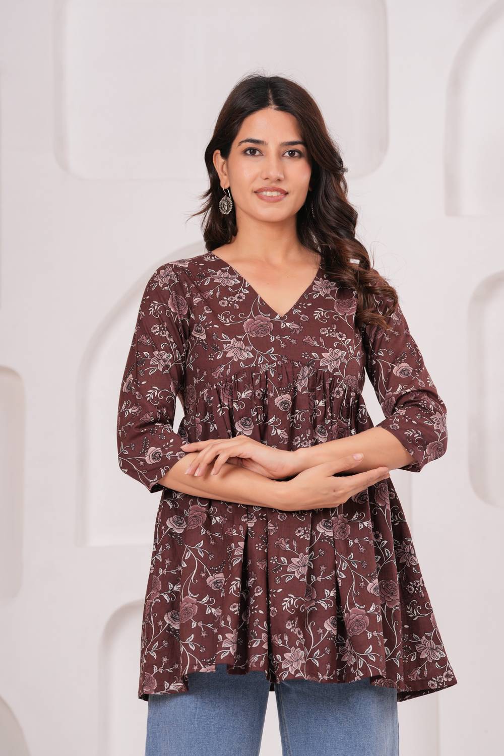 Aanvikurti Women Printed Flared Kurta