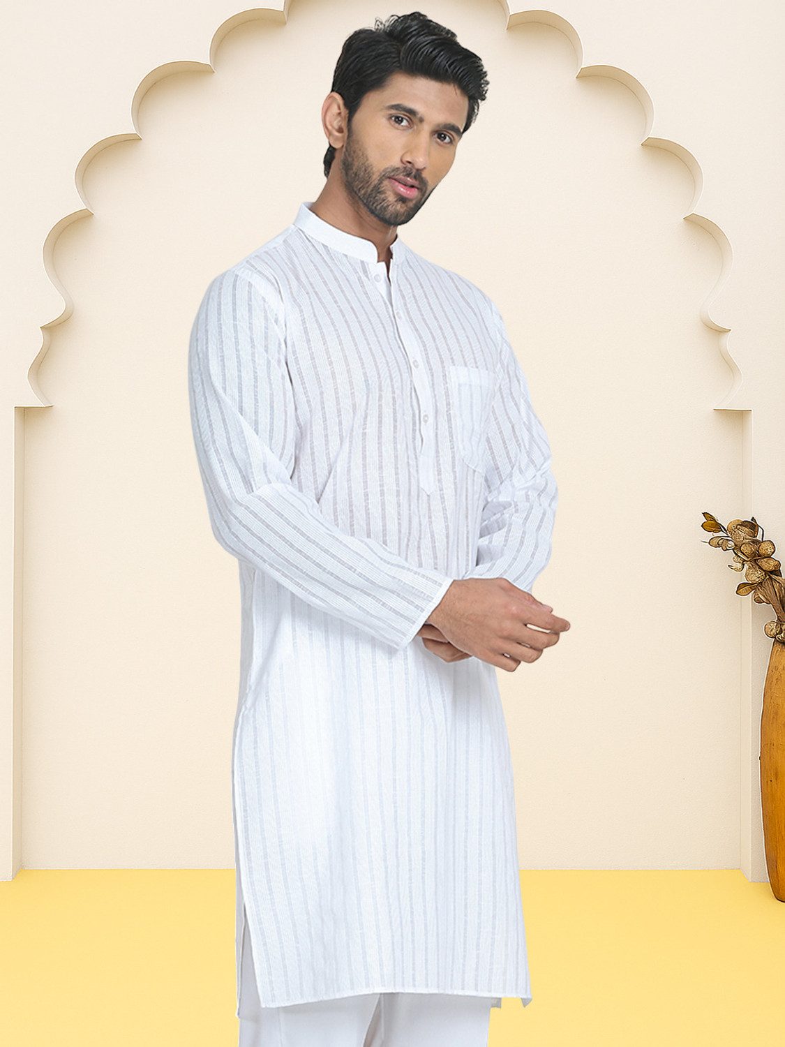 Image of Jompers Men Striped Straight Kurta
