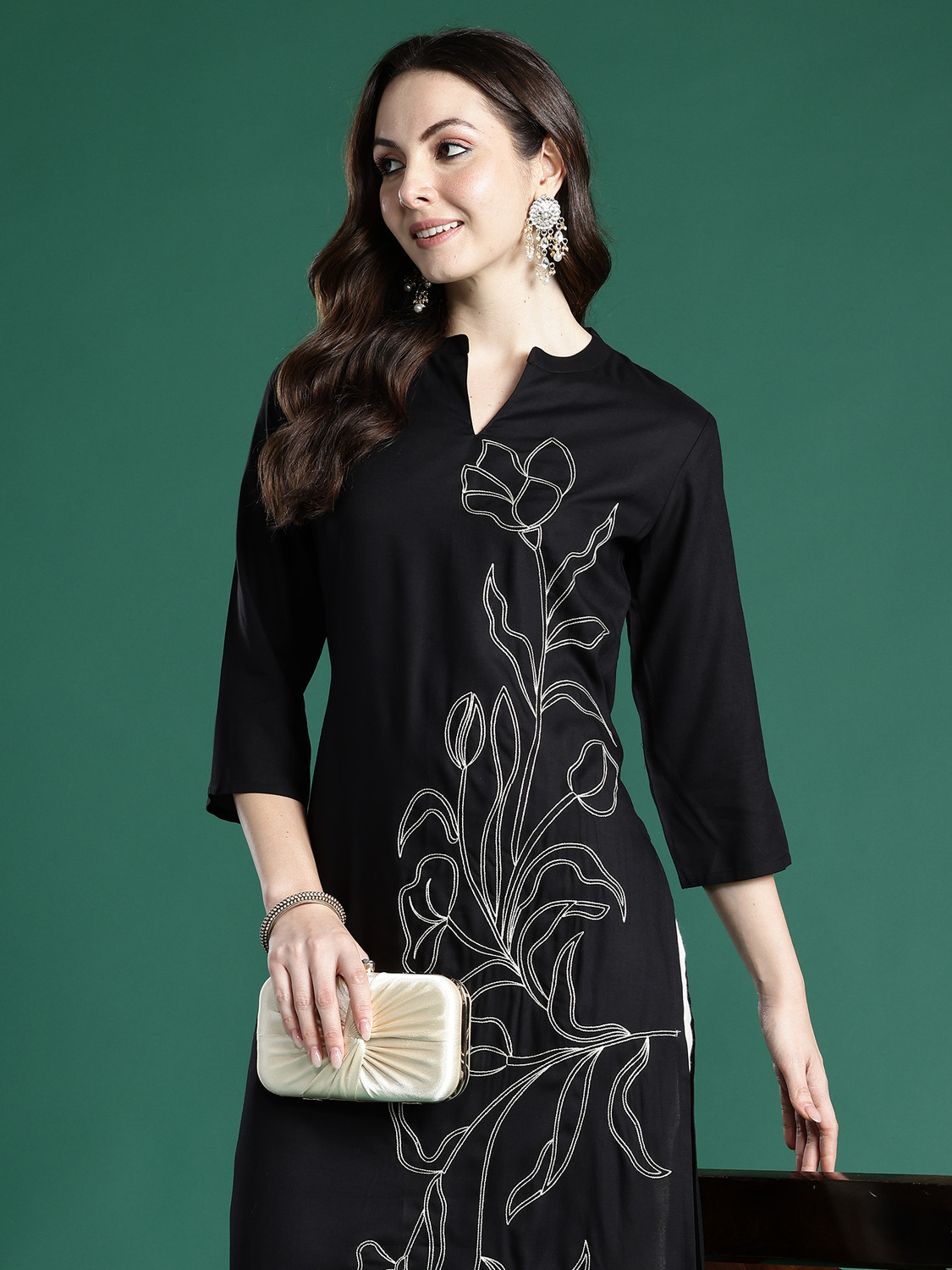 Image of Indo Era Women Embroidered Straight Kurta