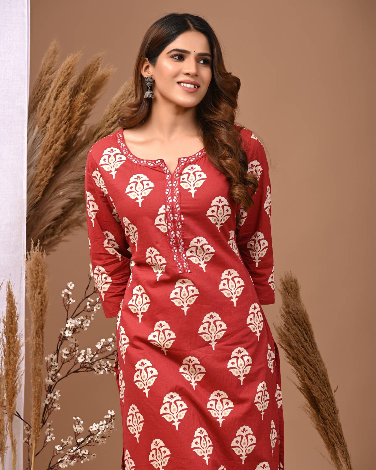 Rimeline Fashion Women Embroidered Pure Cotton Straight Kurta (Ma