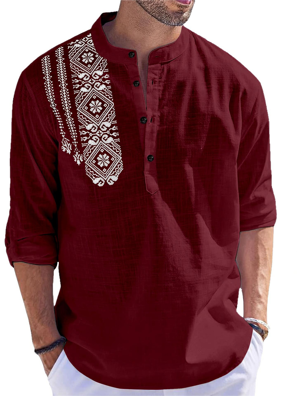 Image of Cromtack Men Printed Straight Kurta