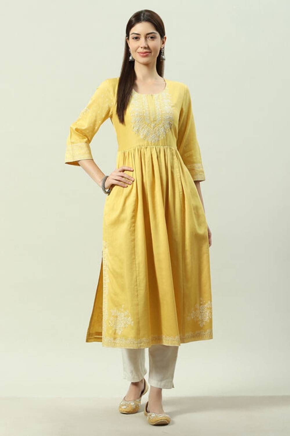 BIBA Women Embroidered Flared Kurta