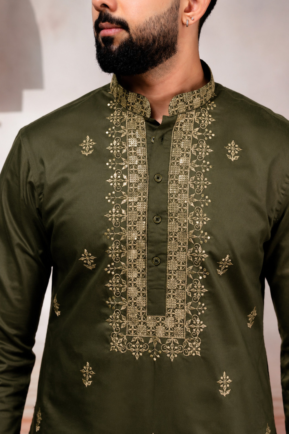 Image of Koshin Men Embroidered Straight Kurta
