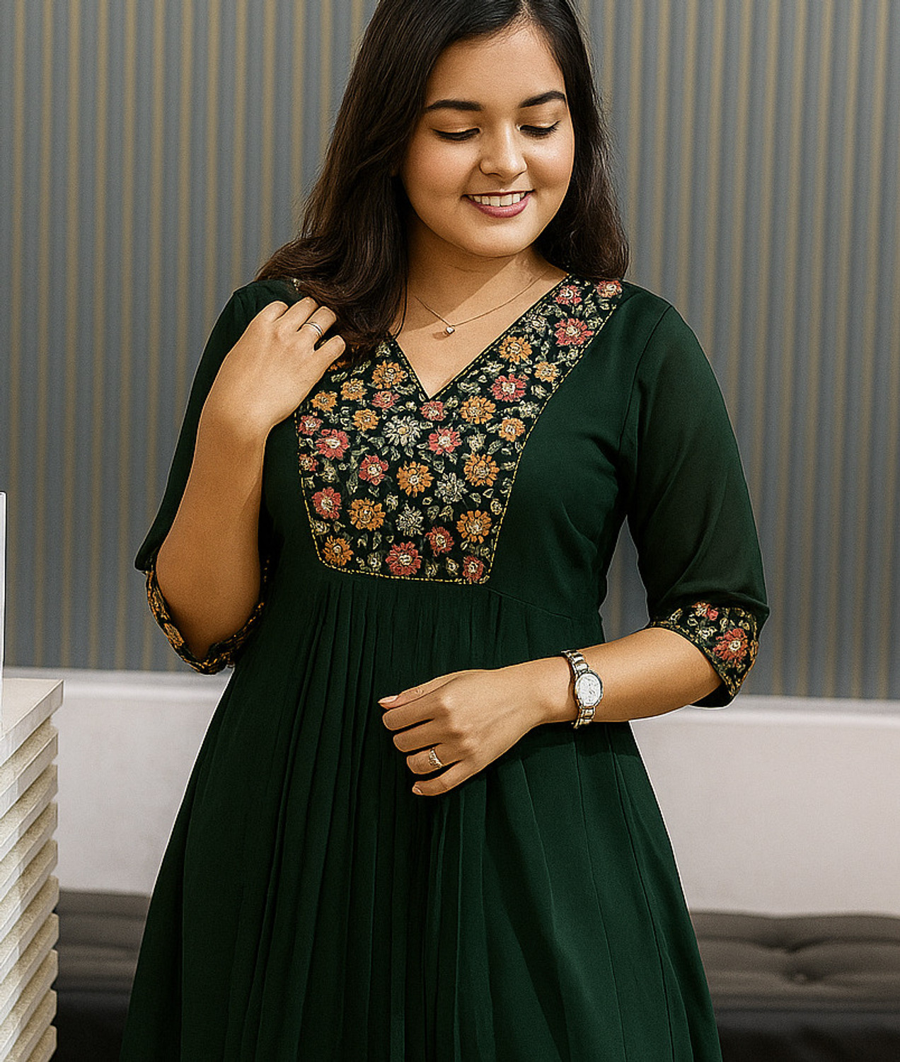 Image of kedarnath Women Embroidered Flared Kurta