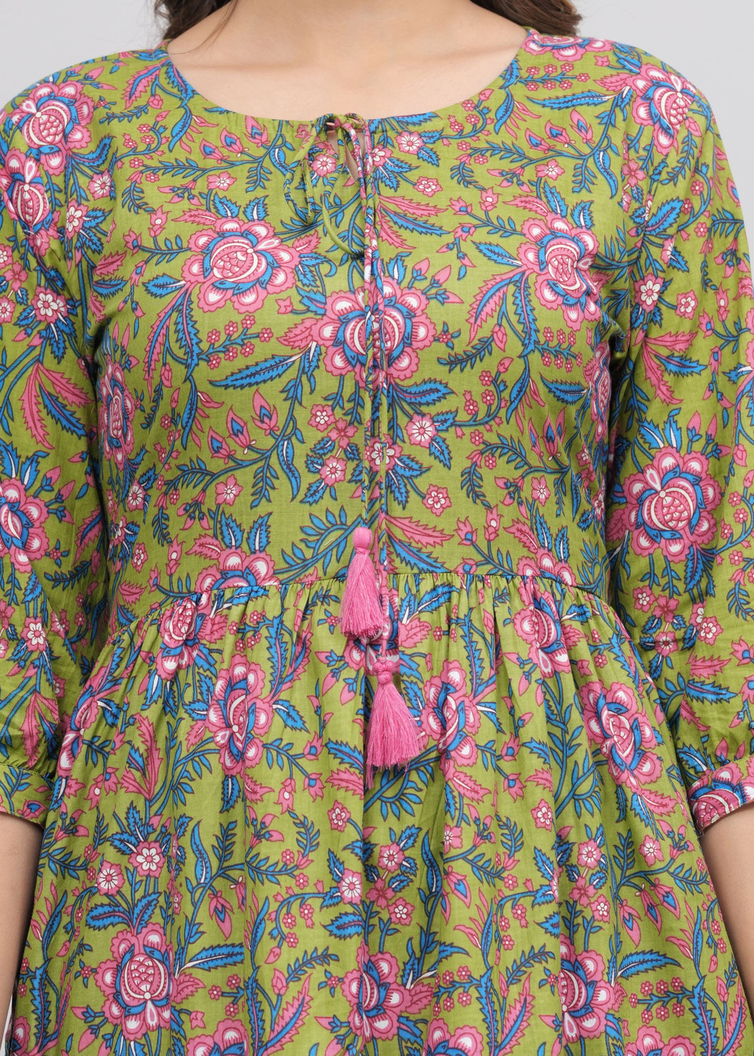 Image of Samragyi Women Floral Print, Printed Anarkali Kurta
