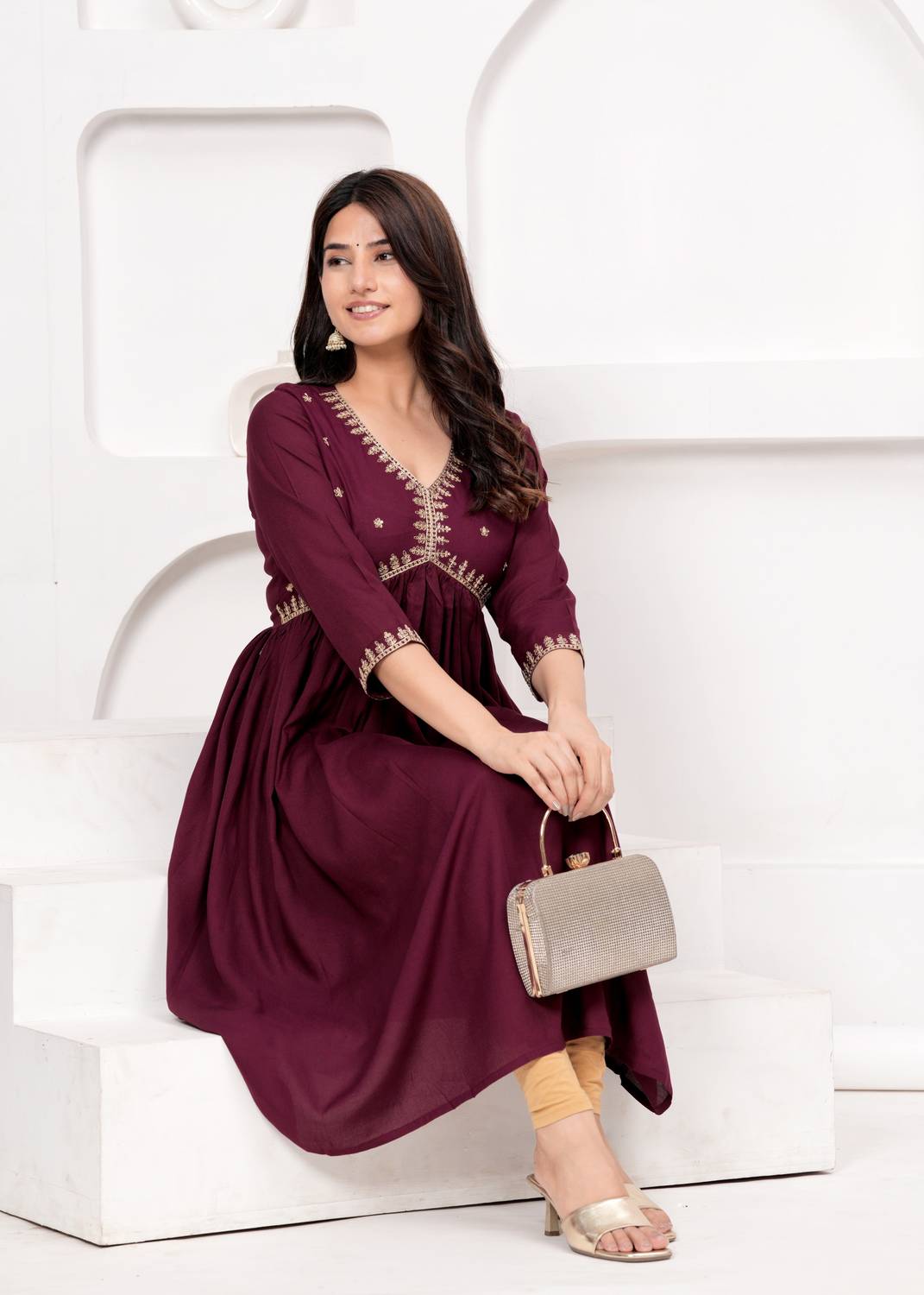 Lakshay Fashion Women Embellished Viscose Rayon Anarkali Kurta (M