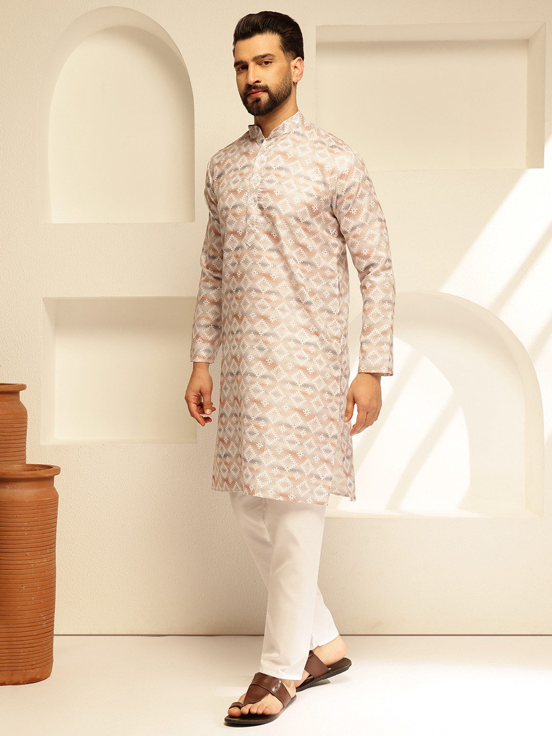 Image of SOJANYA Men Printed Straight Kurta