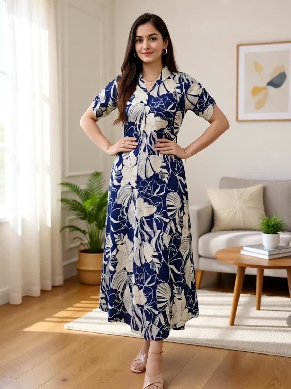 Image of Harivastra Women Floral Print, Printed A-line Kurta