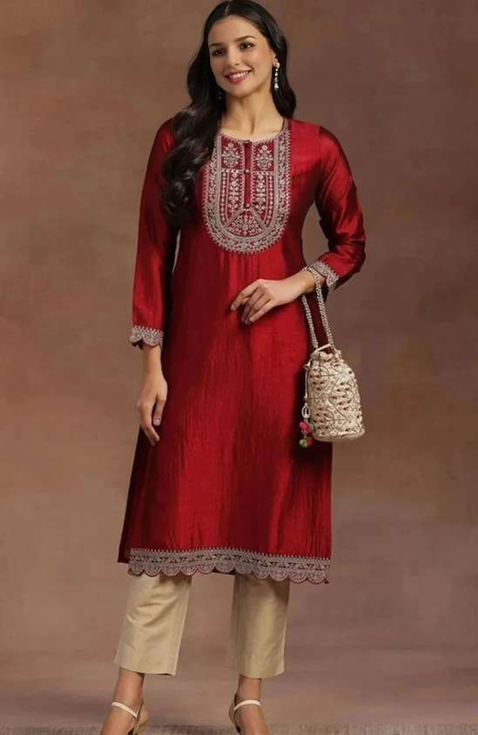 Image of NARACHI TEXWORLD Women Embroidered A-line Kurta