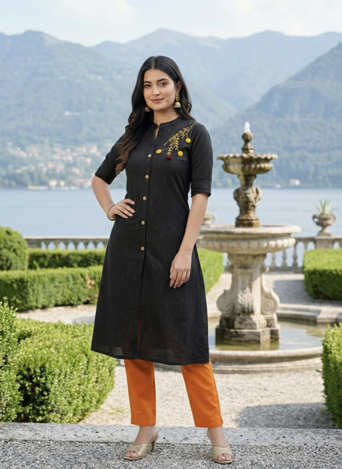 Image of WRADAH Women Embroidered A-line Kurta