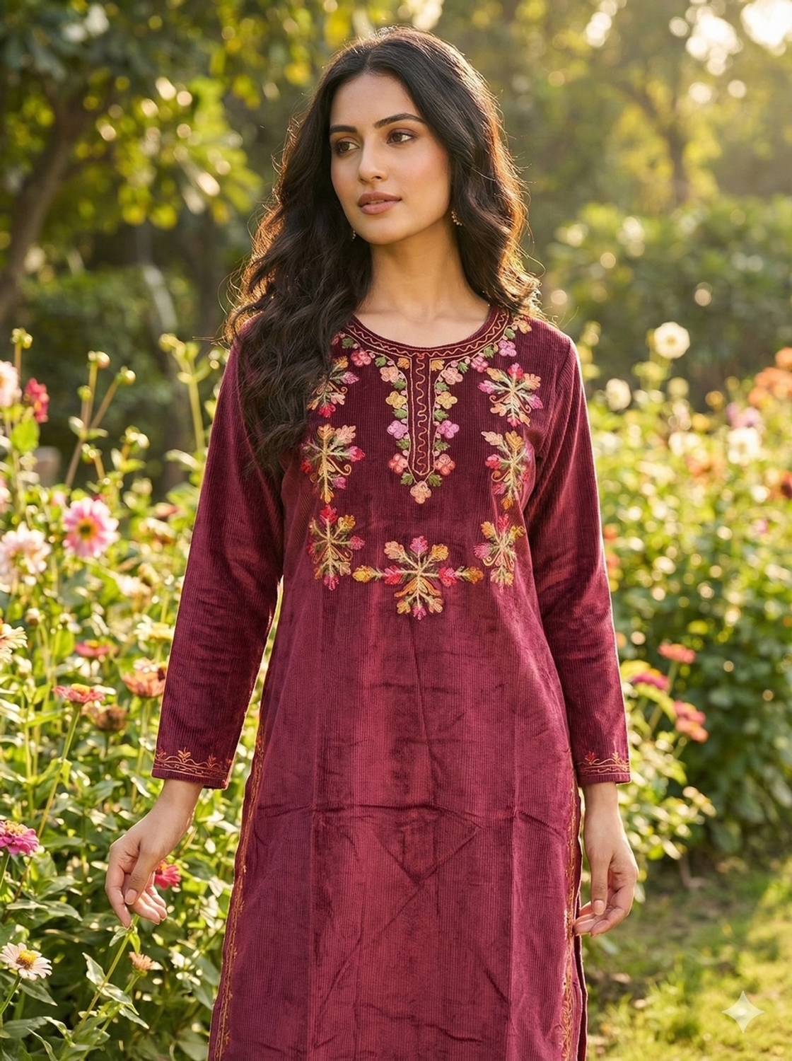 acks Women Embroidered Straight Kurta