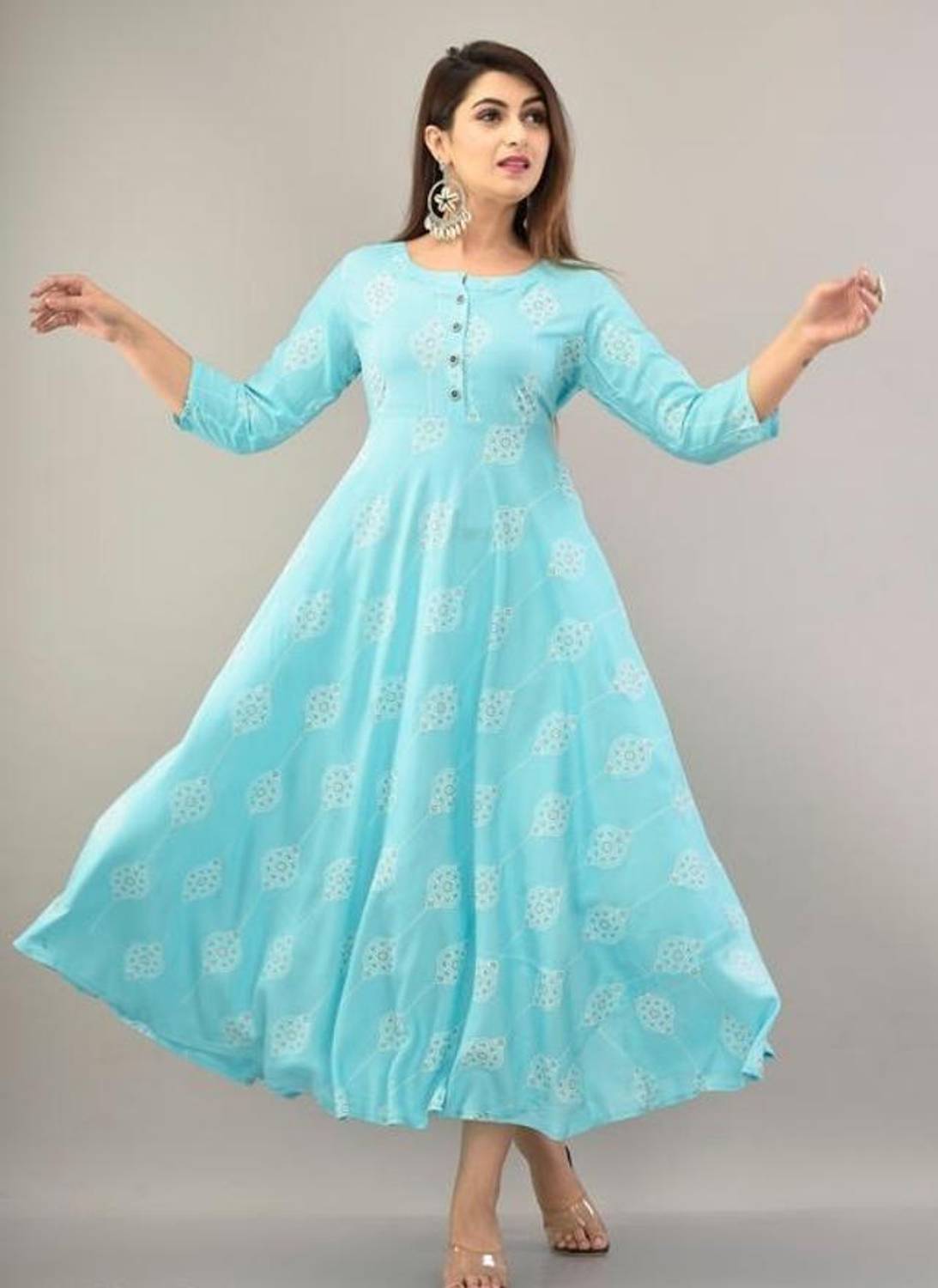shri balaji fashions Women Floral Print Viscose Rayon Anarkali Ku