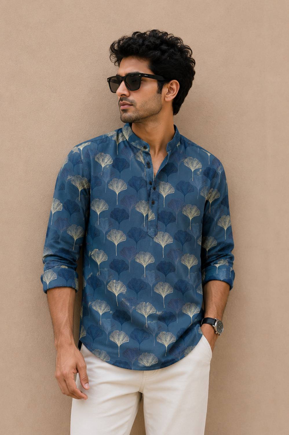Zeven Men Geometric Print Straight Kurta - Image 1