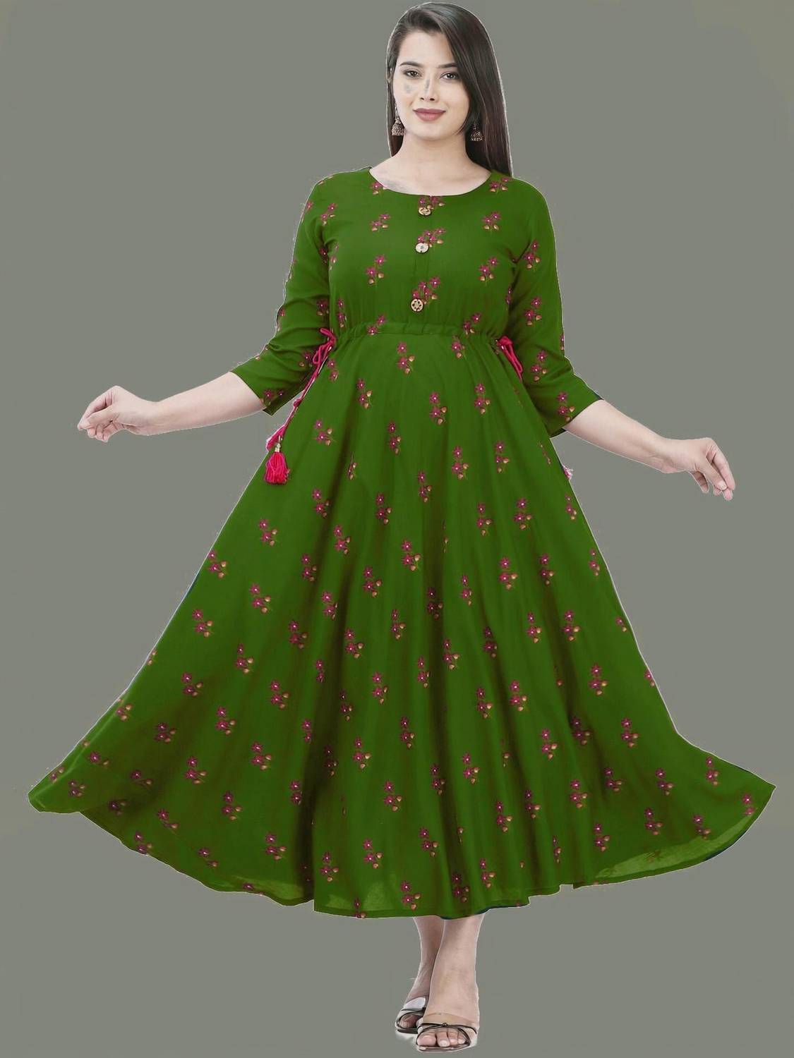 anushansa Women Floral Print Anarkali Kurta