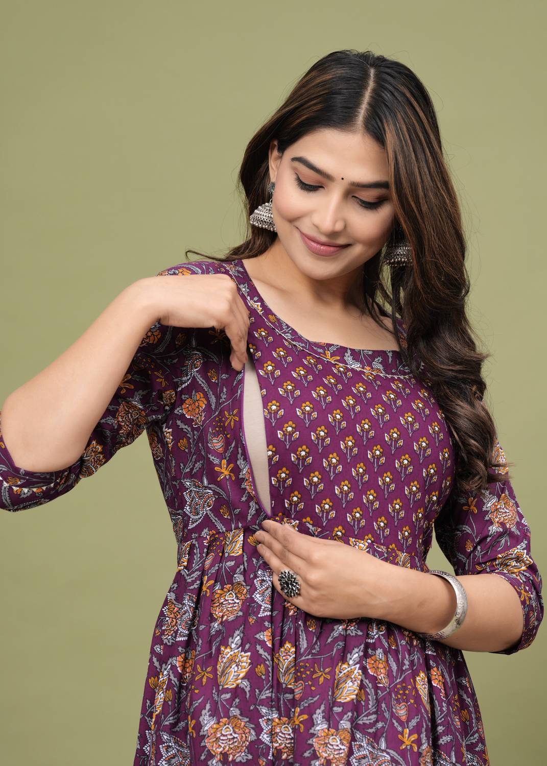 Madfury Women Printed Viscose Rayon Anarkali Kurta (Multicolor)