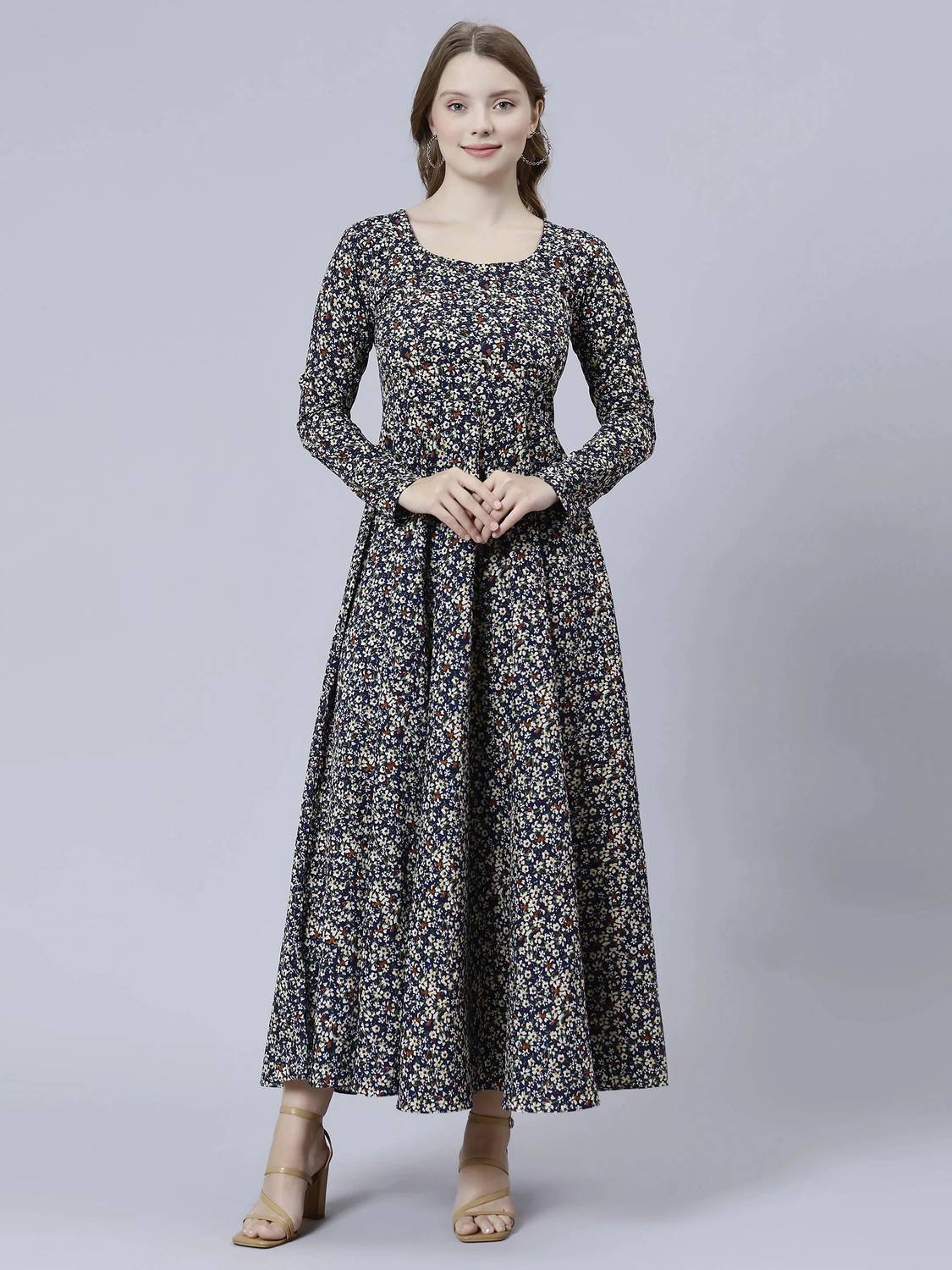 Dhakre fashion Women Floral Print Viscose Rayon Anarkali Kurta (D