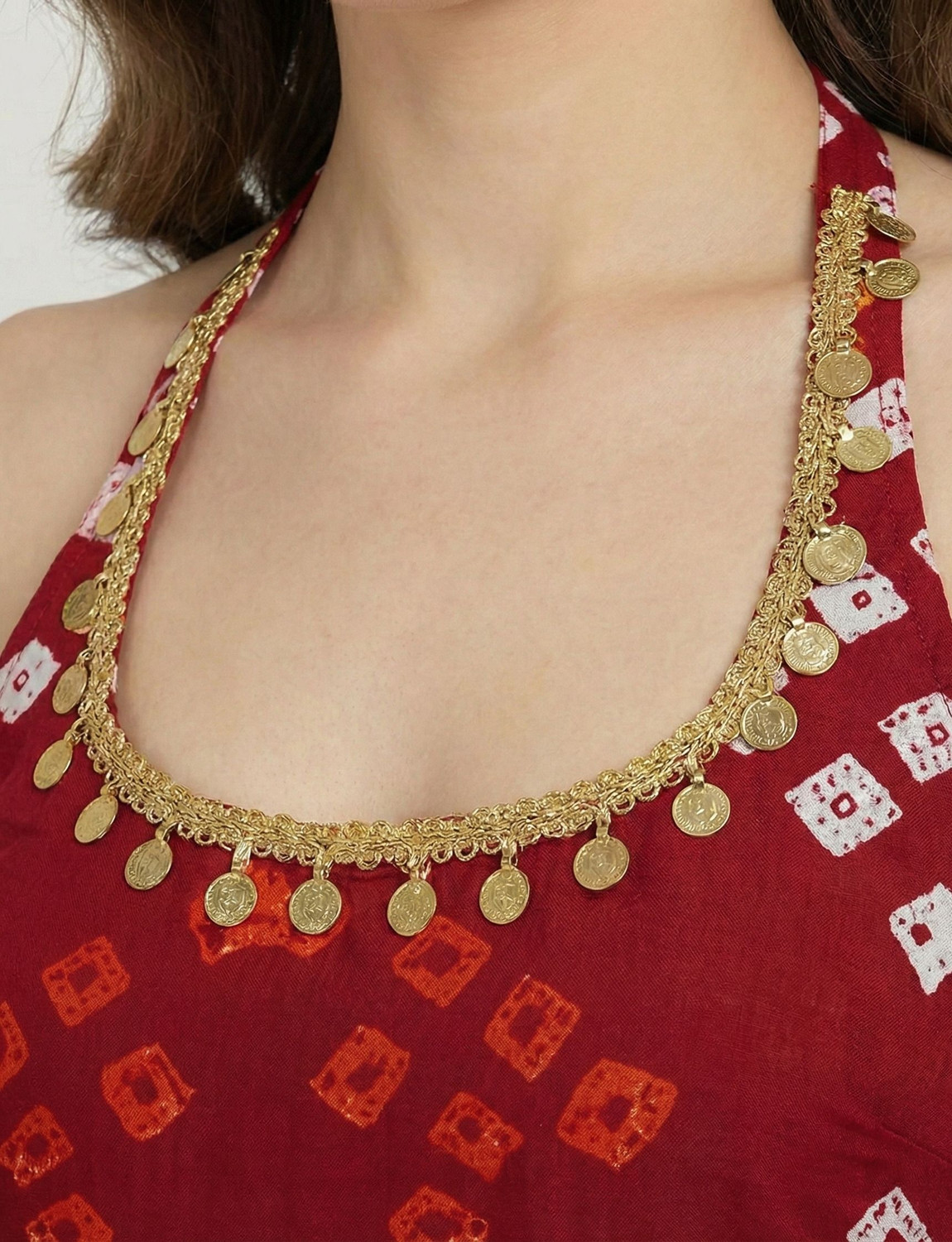 Image of Deepgarments Women Bandhani, Embellished, Printed Straight Kurta