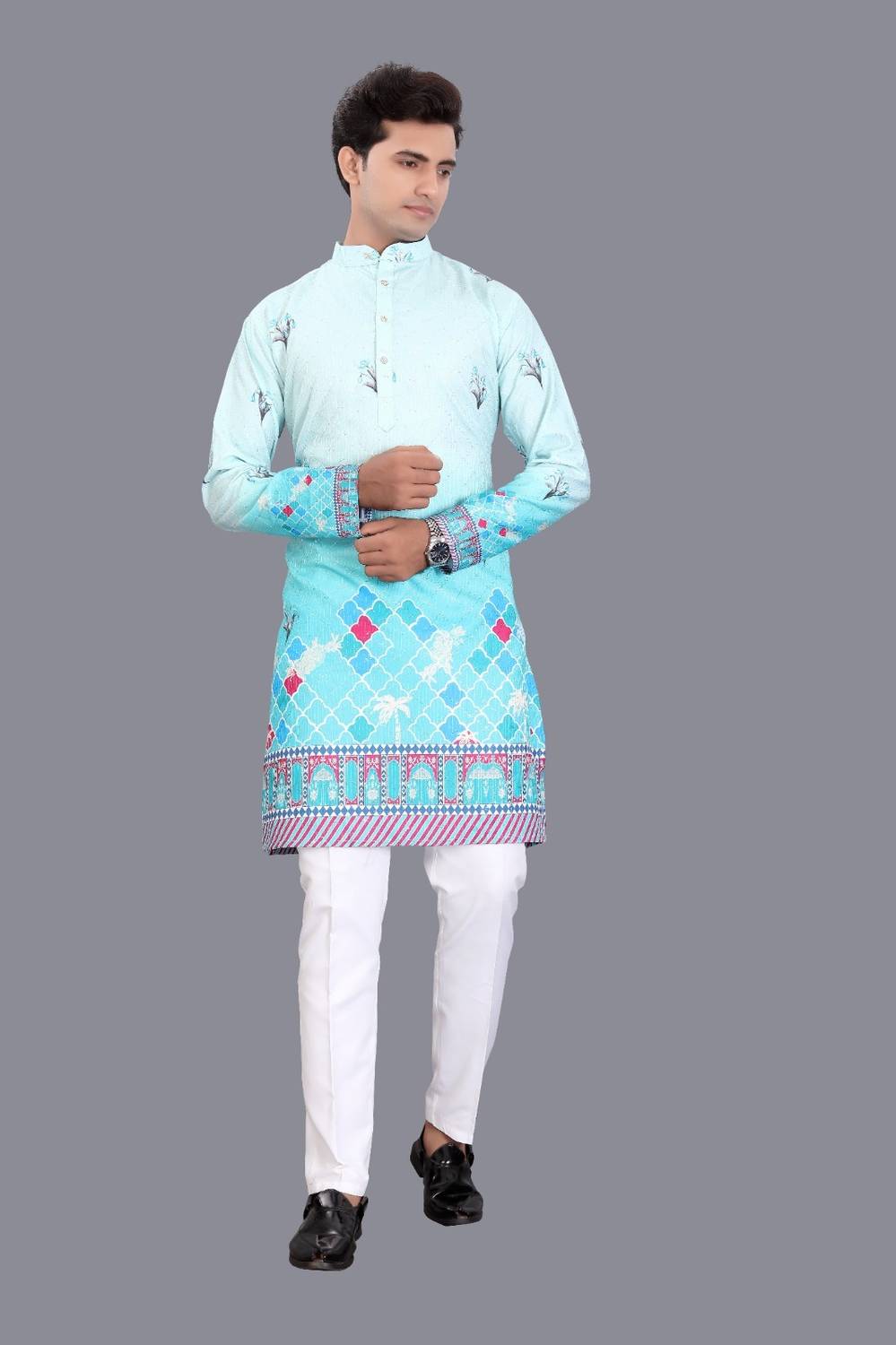 Alankrit Men Printed Straight Kurta
