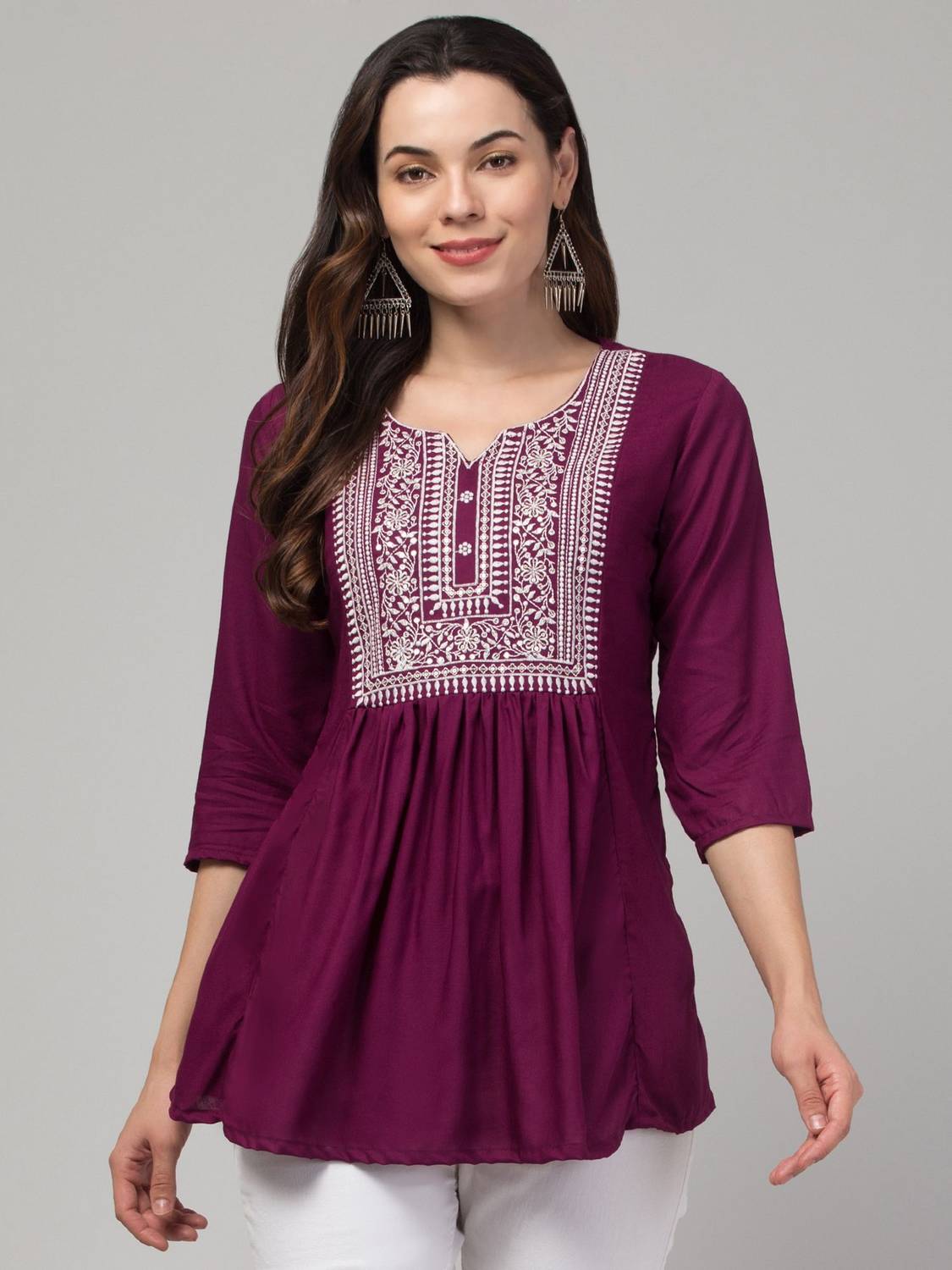 CROWN KING GARMENTS Women Embroidered Viscose Rayon Flared Kurta