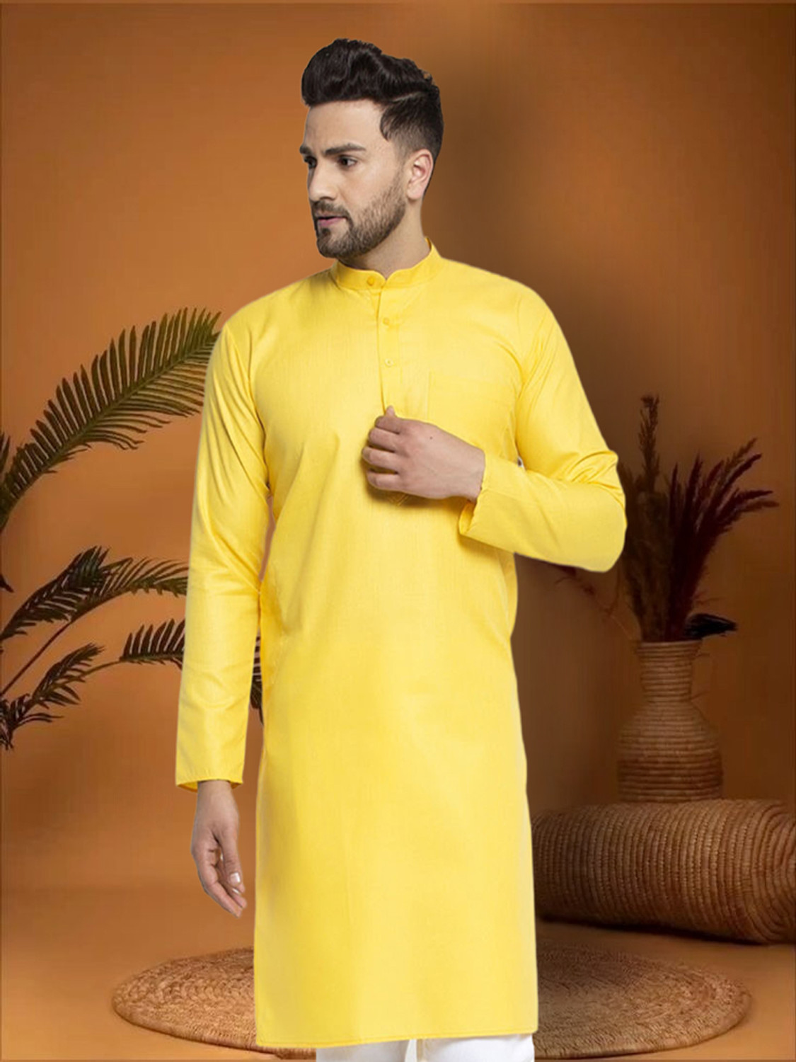 Image of Jompers Men Solid Straight Kurta