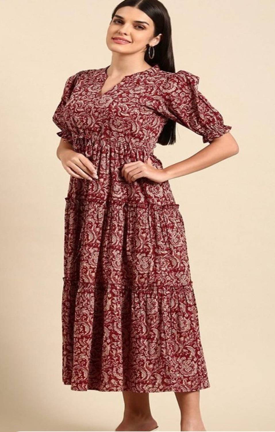 AAFAMI Women Floral Print, Printed Flared Kurta