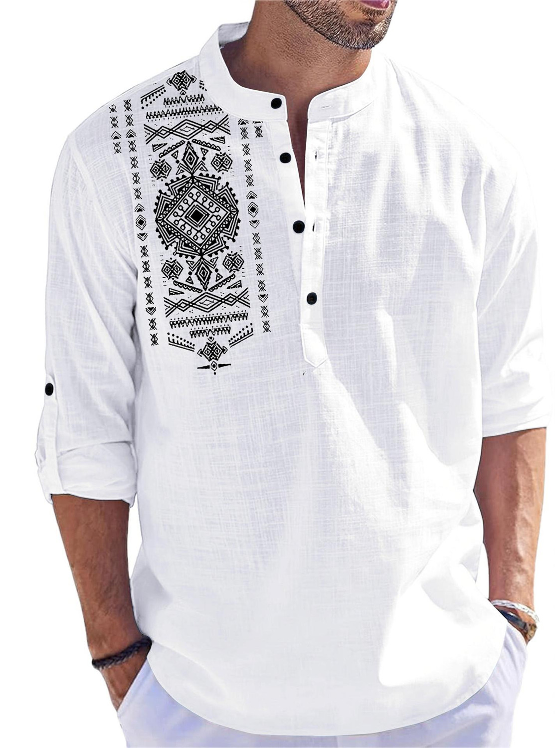 Image of FOLGEN Men Self Design Straight Kurta