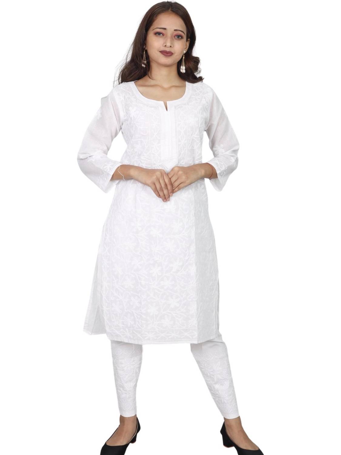 Lucknowi Chikankari Women Chikan Embroidery Straight Kurta