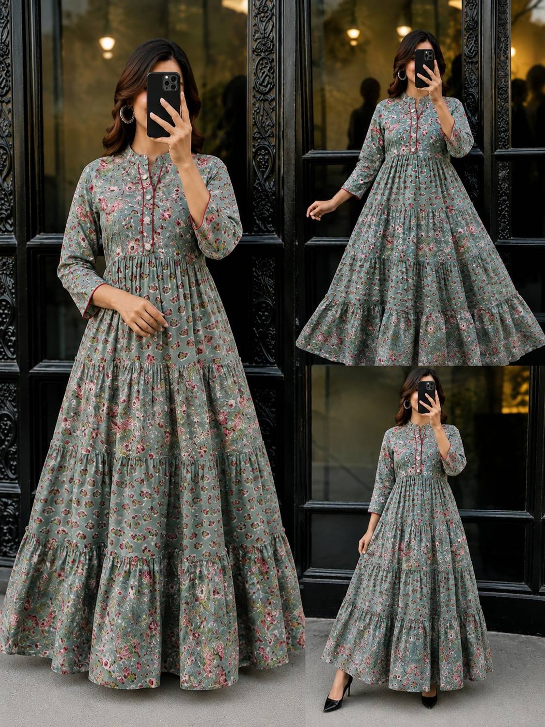UniqueKurti Women Floral Print Anarkali Kurta