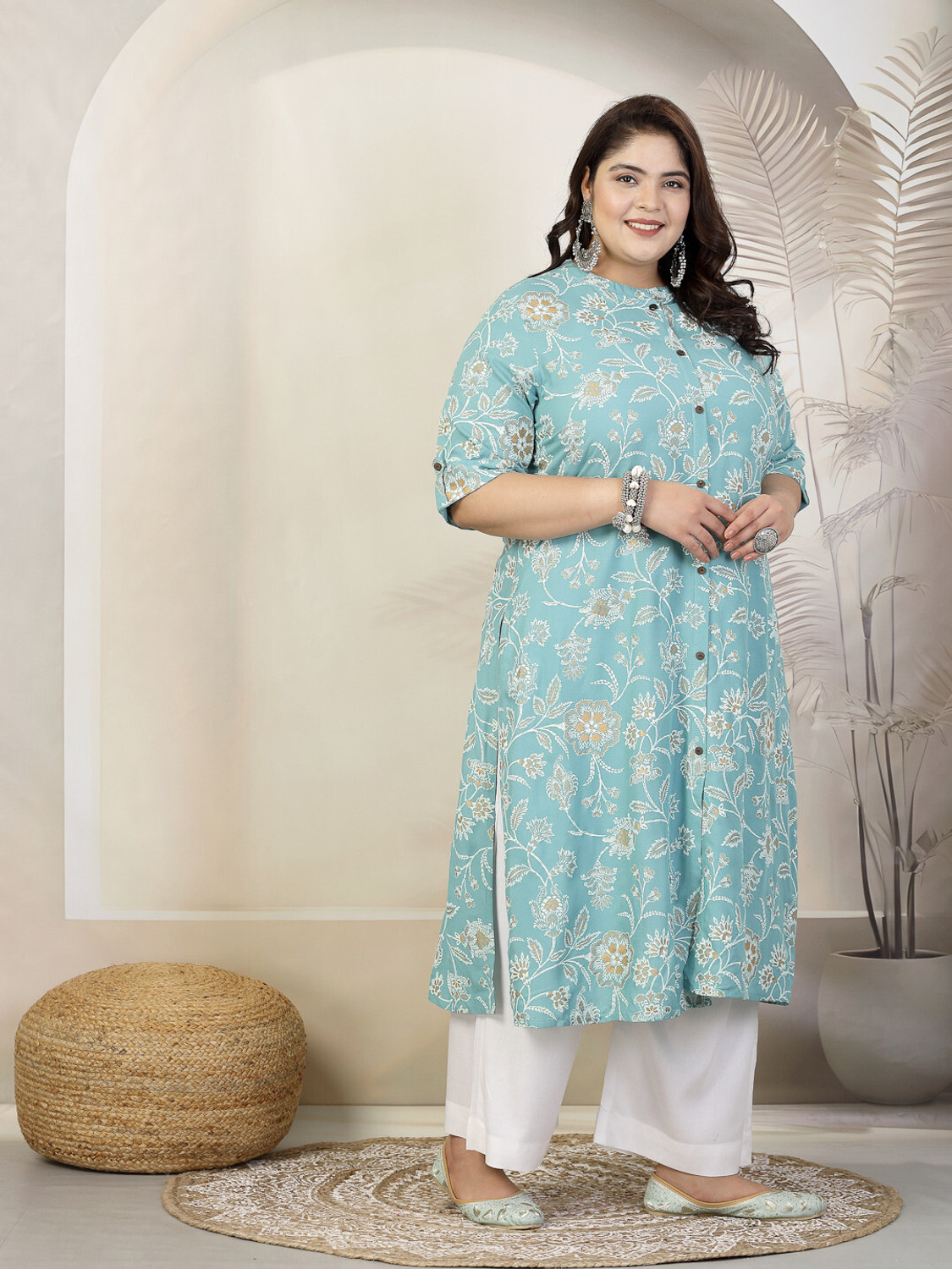 Image of Little More By Stylum Women Floral Print A-line Kurta