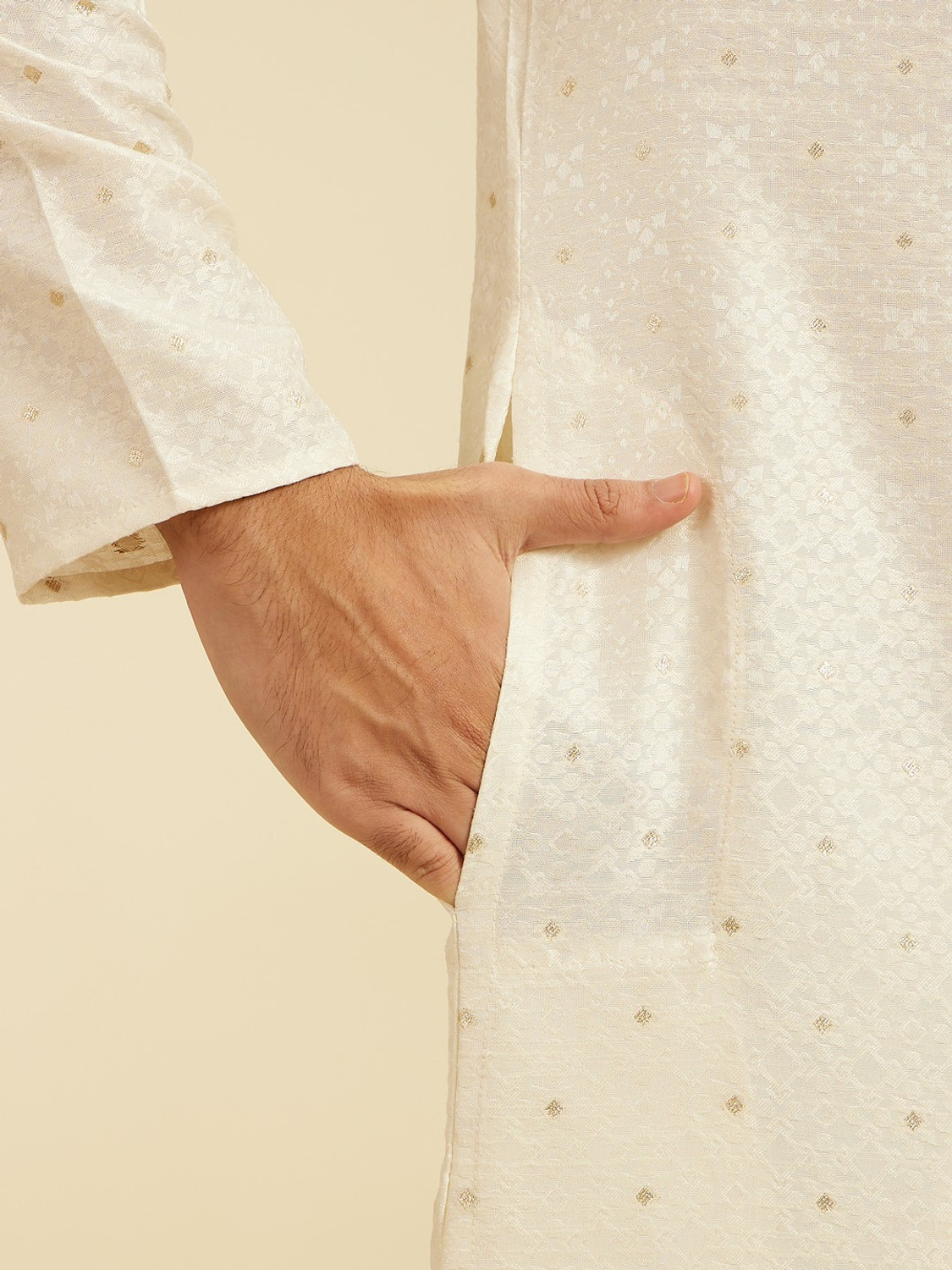 Image of DIWAS by Manyavar Men Self Design Straight Kurta