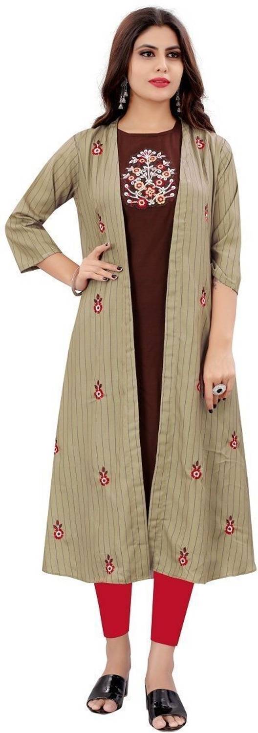 TULSI ENTERPRISE Women Embroidered, Striped Straight Kurta