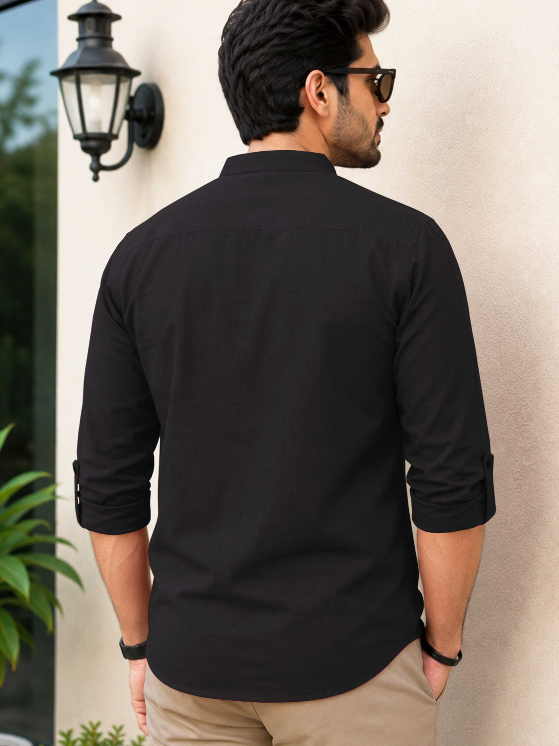 Image of VeBNoR Men Solid Casual Black Shirt